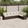 Set Divano da Giardino 7pz con Cuscini Marrone in Polyrattan