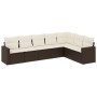 Set Divano da Giardino 7pz con Cuscini Marrone in Polyrattan