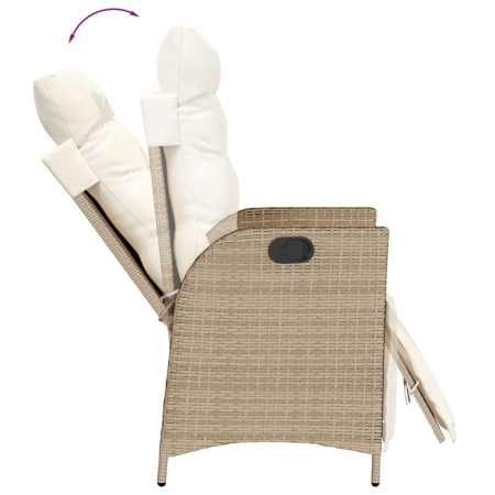 Set da Pranzo da Giardino 7 pz con Cuscini Beige in Polyrattan