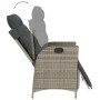 Set da Pranzo da Giardino 7 pz con Cuscini in Polyrattan Grigio