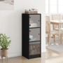 Credenza con Ante in Vetro Nera 35x37x109 cm