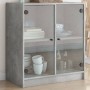 Mobile con Ante in Vetro Grigio Cemento 68x37x75,5 cm