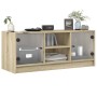 Mobile Porta TV con Ante in Vetro Rovere Sonoma 102x37x42 cm