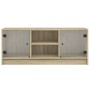 Mobile Porta TV con Ante in Vetro Rovere Sonoma 102x37x42 cm