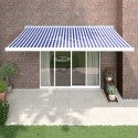 Tenda Sole Retrattile Blu e Bianca 4,5x3 m Tessuto e Alluminio