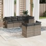 Set Divani da Giardino 7 pz con Cuscini Grigio in Polyrattan