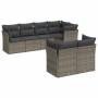 Set Divani da Giardino 7 pz con Cuscini Grigio in Polyrattan