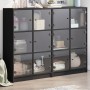 Libreria con Ante Nera 136x37x109 cm in Legno Multistrato