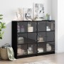 Libreria con Ante Nera 136x37x109 cm in Legno Multistrato