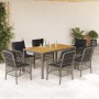 Set da Pranzo da Giardino 7 pz con Cuscini in Polyrattan Grigio