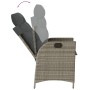 Set da Pranzo da Giardino 3 pz con Cuscini in Polyrattan Grigio