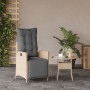 Sedia Reclinabile Giardino e Poggiapiedi Beige Misto Polyrattan