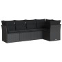 Set Divani da Giardino 5 pz con Cuscini in Polyrattan Nero