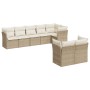 Set Divano da Giardino 8 pz con Cuscini Beige in Polyrattan