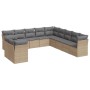 Set Divani da Giardino 11 pz con Cuscini Beige in Polyrattan