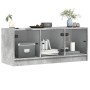 Mobile Porta TV con Ante in Vetro Grigio Cemento 102x37x42 cm