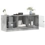 Mobile Porta TV con Ante in Vetro Grigio Cemento 102x37x42 cm