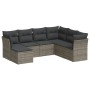 Set Divani da Giardino 7 pz con Cuscini Grigio in Polyrattan