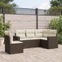 Set Divano da Giardino 5 pz con Cuscini Marrone in Polyrattan