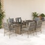 Set Pranzo da Giardino 7 pz con Cuscini Beige Misto Polyrattan