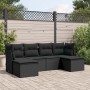 Set Divano da Giardino 6 pz con Cuscini Nero in Polyrattan