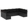 Set Divani da Giardino 9 pz con Cuscini Nero in Polyrattan