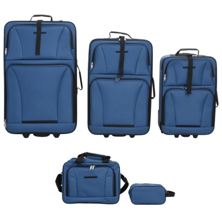 Set Valigie da Viaggio 5 pz Blu in Tessuto