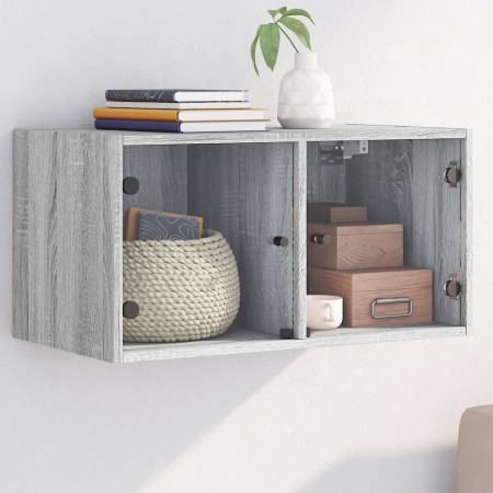 Mobile a Muro con Ante in Vetro Grigio Sonoma 68,5x37x35 cm