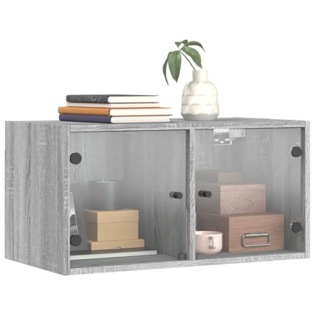 Mobile a Muro con Ante in Vetro Grigio Sonoma 68,5x37x35 cm