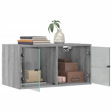 Mobile a Muro con Ante in Vetro Grigio Sonoma 68,5x37x35 cm