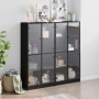 Libreria con Ante Nera 136x37x142 cm in Legno Multistrato