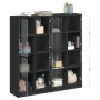 Libreria con Ante Nera 136x37x142 cm in Legno Multistrato