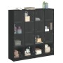 Libreria con Ante Nera 136x37x142 cm in Legno Multistrato