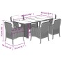 Set da Pranzo da Giardino 7 pz con Cuscini in Polyrattan Grigio