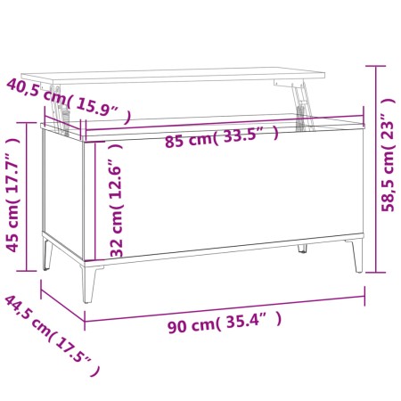 Tavolino Salotto Grigio Cemento 90x44,5x45 cm Legno Multistrato