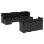 Set Divani da Giardino 10pz con Cuscini in Polyrattan Nero