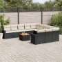 Set Divani da Giardino 12 pz con Cuscini Nero in Polyrattan