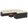 Set Divani da Giardino 12 pz con Cuscini Nero in Polyrattan