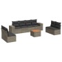 Set Divano da Giardino 9 pz con Cuscini Grigio in Polyrattan