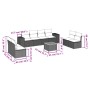 Set Divano da Giardino 9 pz con Cuscini Grigio in Polyrattan