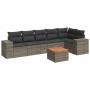 Set Divani da Giardino 7 pz con Cuscini Grigio in Polyrattan