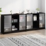 Libreria con Ante Nera 204x37x75 cm in Legno Multistrato