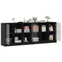 Libreria con Ante Nera 204x37x75 cm in Legno Multistrato