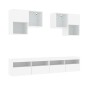 Set Mobili TV a Muro 6 pz con Luci LED Bianco