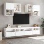 Set Mobili TV a Muro 6 pz con Luci LED Bianco