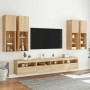 Set Mobili TV a Muro 7 pz con Luci LED Rovere Sonoma