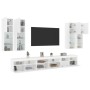 Set Mobili TV a Muro 7 pz con Luci LED Bianco