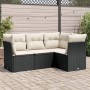 Set Divani da Giardino 4 pz con Cuscini Nero in Polyrattan