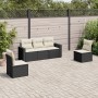 Set Divani da Giardino 5 pz con Cuscini in Polyrattan Nero