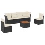 Set Divani da Giardino con Cuscini 7pz Nero Polyrattan